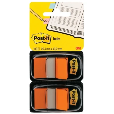 Image of Post it Index Flags Dual Pack 25mm Orange (50 x 2)