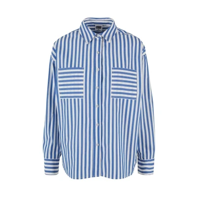 Image of Urban Classics Striped Buttondown blouse, Women&#039;s, Size: 4XL, White blue