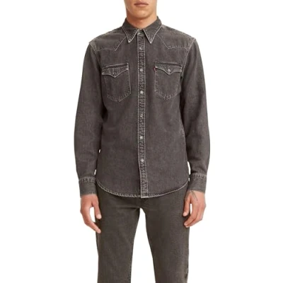 Image of Levi&#039;s Barstow Western Standard Shirt, Men&#039;s, Size: XL, Black washed