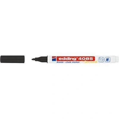 Image of edding 4085 chalk marker black 1 pen round nib 2 mm fine wet wipe for chalkboards, windows, glass, mirrors liquid pens opaque coverage