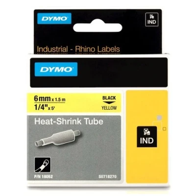 Image of DYMO 6mm RhinoPRO Heat shrink tubes D1 Black Yellow 1.5m Box 3.2cm