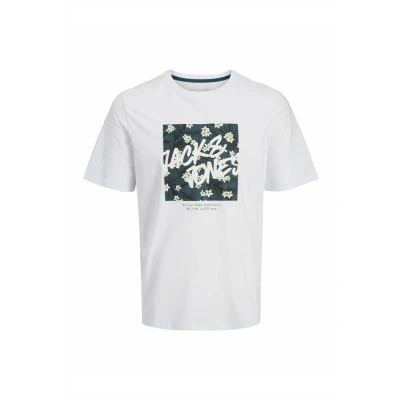 Image of JACK &amp; JONES Jjhawaii Shape Tee SS Crew Neck Men&#039;s, White, S