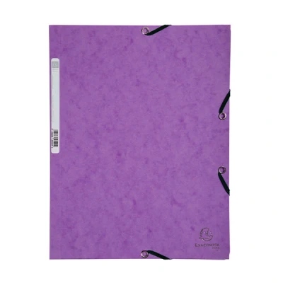 Image of Exacompta Ref 55508SE Elasticated 3 Flap Folders Suitable for Holding A4 Documents, 400gsm Glossy Card, Spine Label Identification Violet (Single)