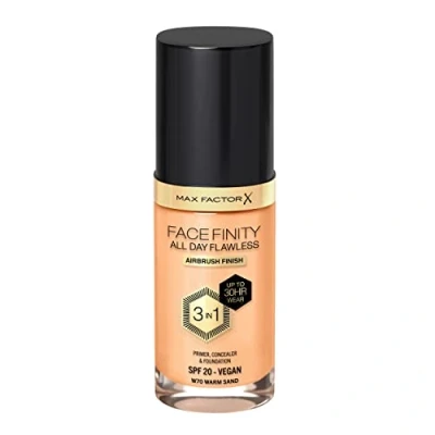 Image of Max Factor Facefinity All Day Flawless 3 in 1 Vegan Foundation 30ml (Various Shades) W70 WARM SAND