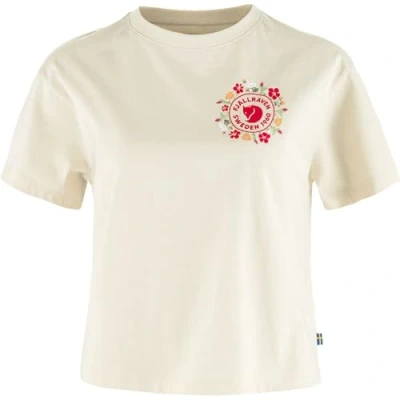 Image of Fjällräven FJÄLLBLOMSTER LOGO Print Tshirt, Women&#039;s, Size: Large, Chalk white