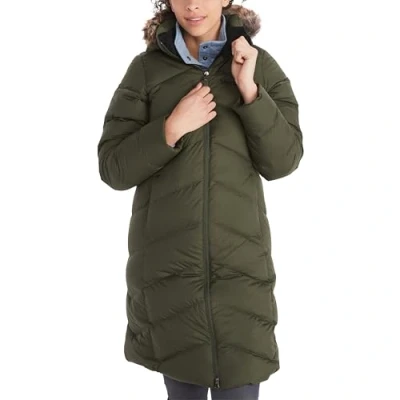 Image of Marmot Women&#039;s Wm&#039;s Montreaux Warm, Insulated Hooded Winter Coat, Windproof Down Parka, Lightweight Packable Outdoor Jacket, Nori, M