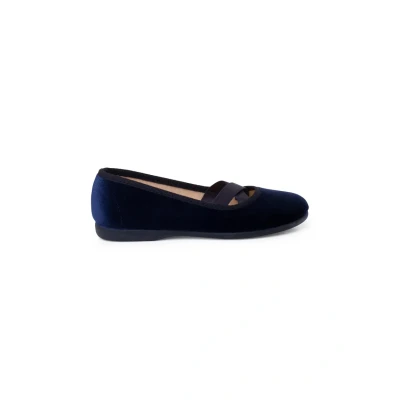 Image of Pisamonas Velvet Ballet Style Flats Size 13 Color Dark Blue