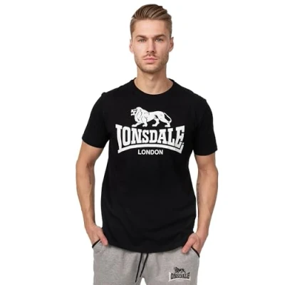 Image of Lonsdale Normale Passform LOGO Print Tshirt, Men&#039;s, Size: 4XL, Black