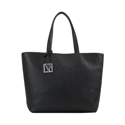 Image of Armani Exchange Women&#039;s Liz Open Medium Shopping Shoulder Bag, 20, OS, Black, One Size