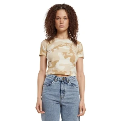 Image of Urban Classics Cropped CAMO Print Tshirt, Women&#039;s, Size: 4XL, Simplesandcamo