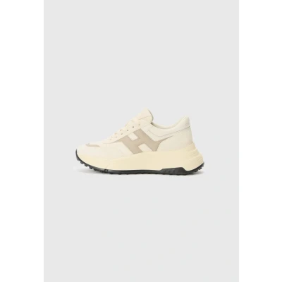Image of Hogan Women&#039;s Hi Fi Sneakers in Leather and ivory Fabric HXW6690FR30 U6X680K Size, (ral 1013), 39 EU