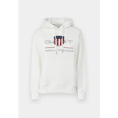 Image of GANT Archive Shield Hoodie Sweatshirt, Women&#039;s, Size: XS, Ecru