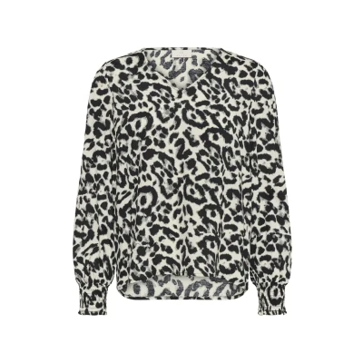 Image of Kaffe Blouse, Women&#039;s, Size: 6, White black leopard