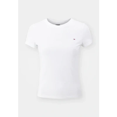 Image of Tommy Jeans SLIM C NECK TEE Basic Tshirt, Women&#039;s, Size: 10, White