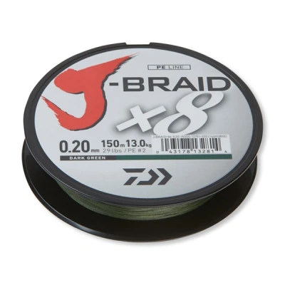 Image of Daiwa J Braid X8 0.06mm 150m d. green Braided fishing line