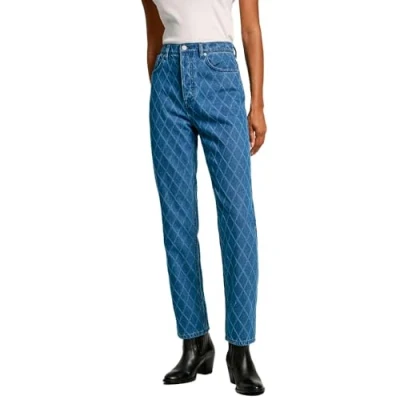Image of Pepe Jeans Women&#039;s Straight Uhw Diamond, Blue (Denim), 24W / 30L