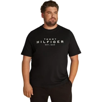 Image of Tommy Hilfiger Men&#039;s Short Sleeve Round Neck T Shirt, Black, XXL