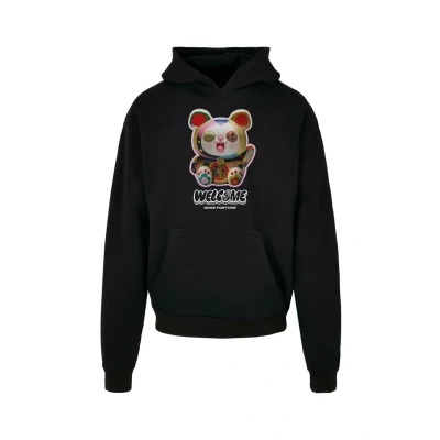 Image of Mister Tee Men&#039;s Welcome Cat Ulrta Heavy Oversize Hoodie Hooded Sweatshirt, Black, 4XL Plus