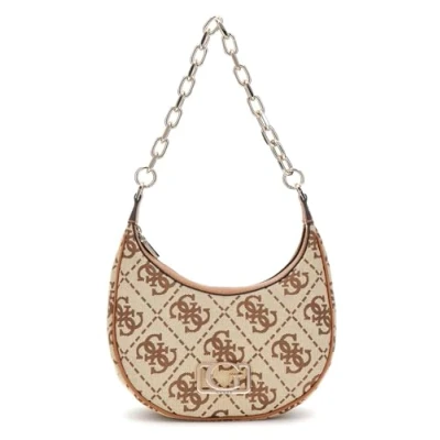 Image of Guess Circe HOBO Shoulder BAG Handbag, Women&#039;s, Size: One Size, Latte logo