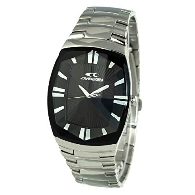 Image of Chronotech Mens Analogue Quartz Watch with Stainless Steel Strap CT7065M 02M, Black, 36MM,