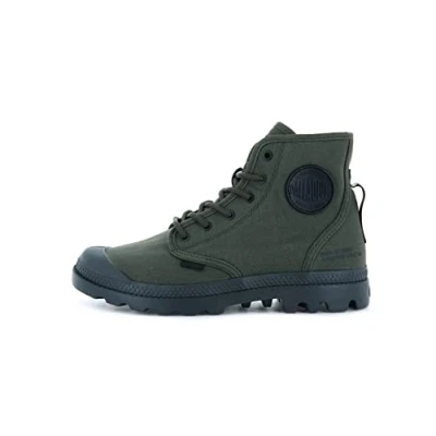 Image of Palladium Pampa Supply Unisex Laceup ankle boots, Men&#039;s, Size: 3.5, Olive night Cotton