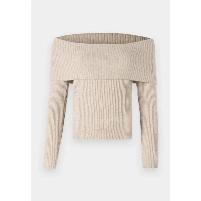 Image of ONLY Onlkatia OFF Shoulder Jumper, Women&#039;s, Size: XS, Mocha meringue melange