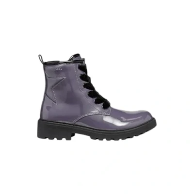Image of Geox Casey GIRL Laceup ankle boots for kids, Size: 2.5, Dark purple High quality imitation leather