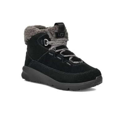 Image of UGG Terretrail COZY LACE Unisex Laceup ankle boots for kids, Size: 1, Black Leather and textile