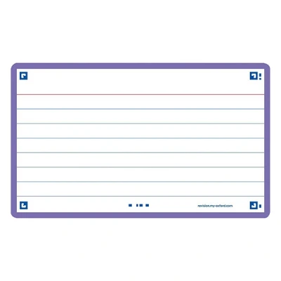 Image of Oxford Flash 2.0 Flashcards A7 75x125mm Lined Purple Pack of 80