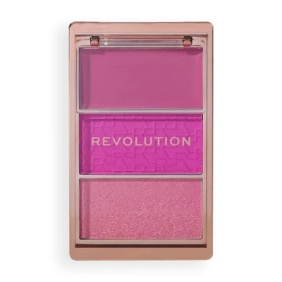 Image of Revolution, Blush Icon Palette (Hot Pink Flag), Cream &amp; Powder Palette, Highly Pigmented, 3 Colours, Hot Flag, Cruelty Free Vegan