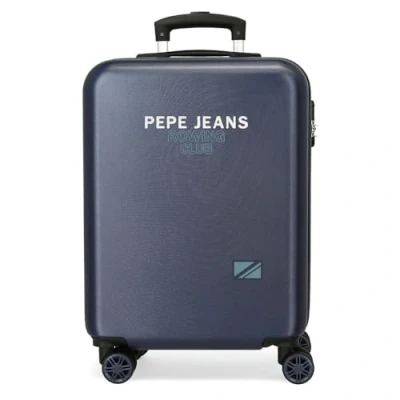 Image of Pepe Jeans Edmon Cabin Suitcase Blue 38x55x20 cm Hard ABS Combination Lock Side 34L 2.7 kg 4 Wheels Hand Luggage by Joumma Bags, Blue, One Size, Suitcase,