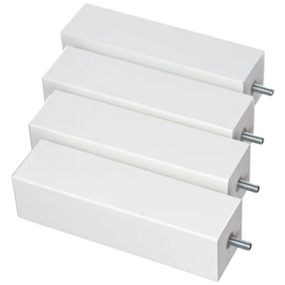 Image of La Fabrique de Pieds Set of 4 Wooden Bed Legs, Square, Wood, Glossy White, 20 x 5,5 cm