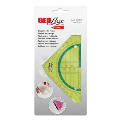 Image of Aristo AR23009NG Flex Geometry Triangle (Hypotenuse 16 cm, Flexible, Virtually Unbreakable, Facets, Hole for Filing, Plastic) Neon Green