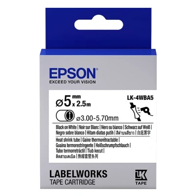 Image of EPSON Tape LK 4WBA5 Heat Shrink Tubing HST Black/White d5/2.5