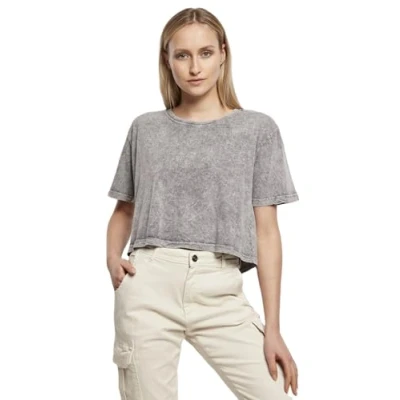 Image of Build Your Brand Women&#039;s Ladies Acid Washed Cropped Tee T Shirt