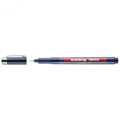 Image of edding 1800 profipen black 10 pens line width 0.25 mm fineliner pen for precise writing, sketching and technical drawing fine, metal encased nib suitable use with rulers stencils