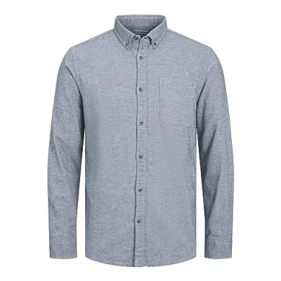 Image of Jack &amp; Jones Jjeclassic Melange LS SN Shirt, Men&#039;s, Size: XS, Faded denim