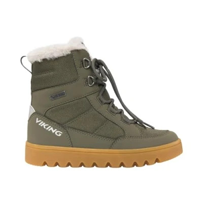 Image of Viking Fleek WARM GTX ZIP Unisex Laceup boots for kids, Size: 1, Pine/olive Synthetics/textile