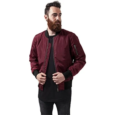 Image of Urban Classics 2TONE Bomber Jacket Jacket, Men&#039;s, Size: XL, Burgundy/black