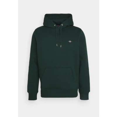 Image of GANT Men&#039;s Reg Shield Hoodie Hooded Sweatshirt, Tartan Green, S