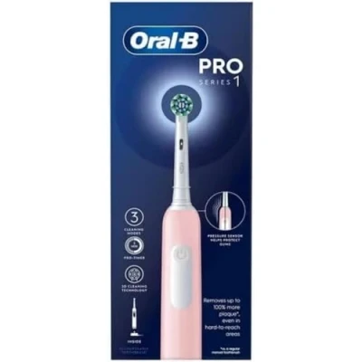 Image of Oral B Pro Series 1 Cross Action Pink Electric Rechargeable Toothbrush
