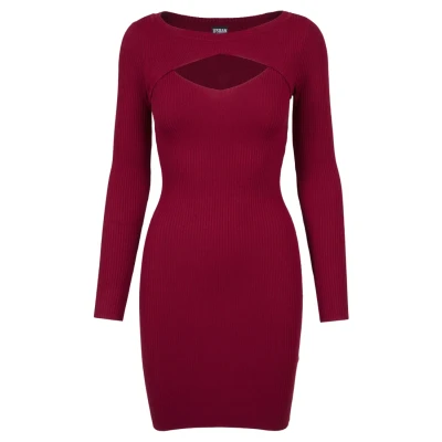 Image of Urban Classics CUT OUT Shift dress, Women&#039;s, Size: XS, Burgundy