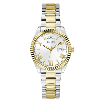 Image of Guess LUNA Watch silvercoloured/goldcoloured, Women&#039;s, Size: One Size, Silver coloured/gold coloured