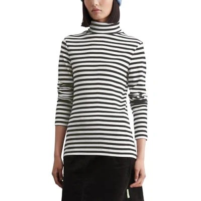 Image of Marc O&#039;Polo Denim Turtleneck Stripes Long sleeved top, Women&#039;s, Size: Medium, Black