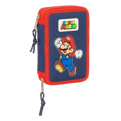 Image of SUPER MARIO WORLD Children&#039;s School Pencil Case, Case with Colours, 28 Tools Included, Ideal for Children from 5 to 14 Years, Comfortable and Versatile, Quality Resistance, 12.5 x 4