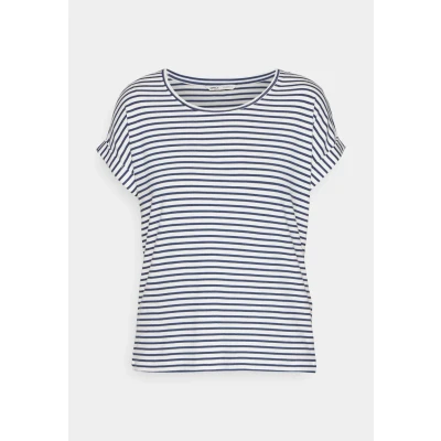 Image of ONLY Onlmoster Stripe O NECK Print Tshirt, Women&#039;s, Size: XL, Cloud dancer stripes/naval academy