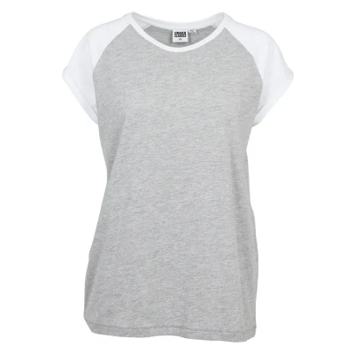 Image of Urban Classics Contrast Raglan Print Tshirt, Women&#039;s, Size: XXL, Grey/white