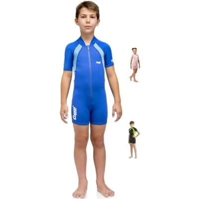 Image of Cressi Unisex Kid Girl s 1 5 mm Shorty Thermal Wetsuit Pink X Large 6 Years, Short Sleeves Pink/White, Years UK