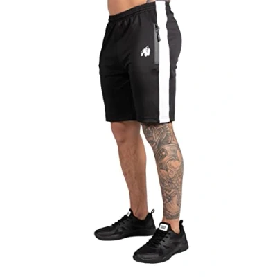 Image of Gorilla Wear Benton Track Shorts Black Bodybuilding Sports Everyday Leisure with Logo Print Lightweight and Comfortable for Optimal Movement Made of Polyester Spandex