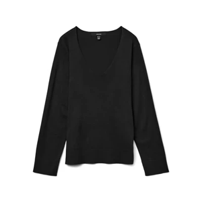 Image of Vero Moda Vmsilje Vneck Jumper, Women&#039;s, Size: Small, Black